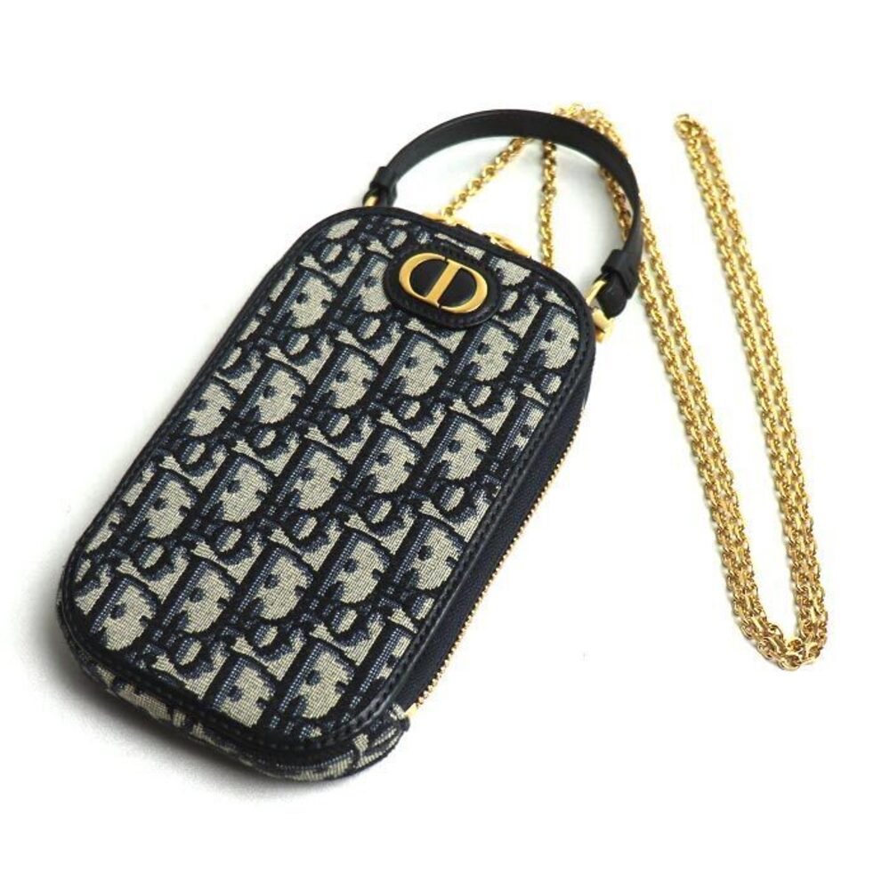 Christian Dior Montaigne Pouch Leather Navy Blue